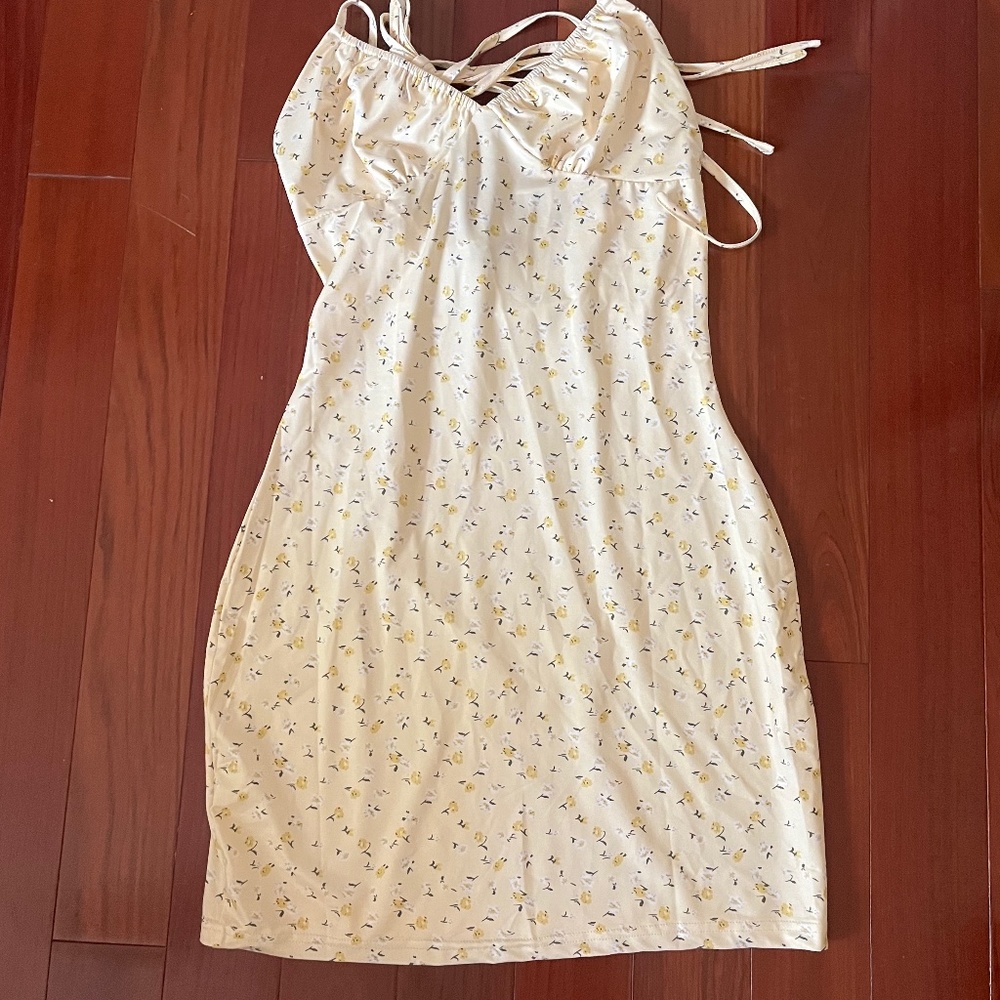 SHEIN yellow floral mini dress